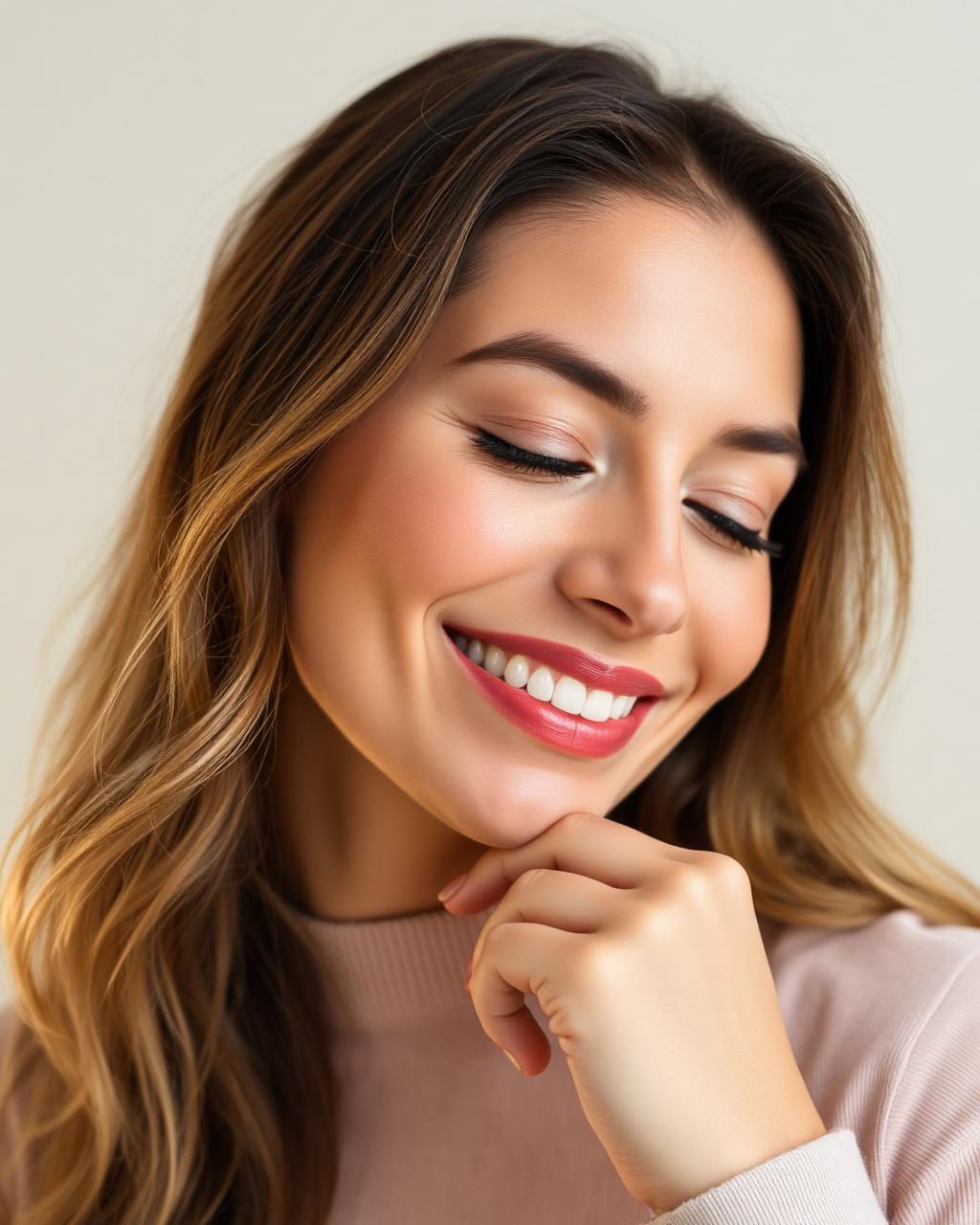 Mulher serena e confiante